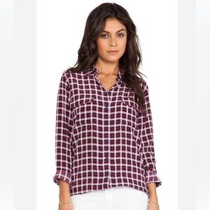 Equipment Femme Silk Plaid Button-Down Shirt